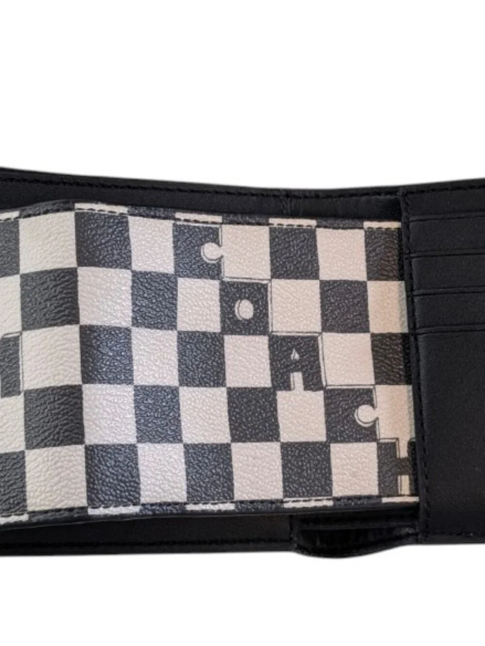 Coach 3 In 1 Men's Black White Wallet With Checker Print